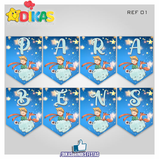 BANDEIROLA "PARABÉNS" - PEQUENO PRÍNCIPE