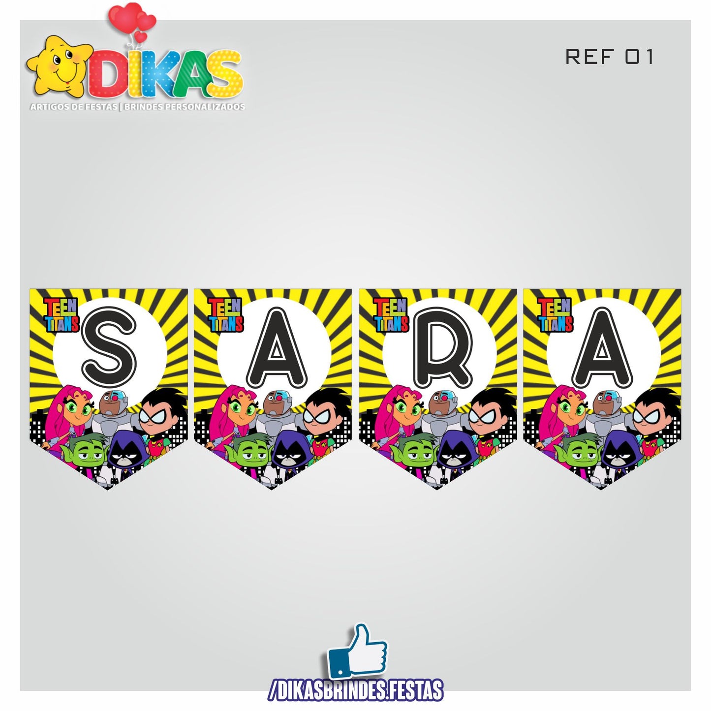 BANDEIROLA PERSONALIZADA - TEEN TITANS GO