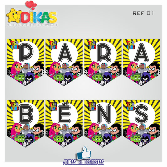 BANDEIROLA "PARABÉNS" - TEEN TITANS GO