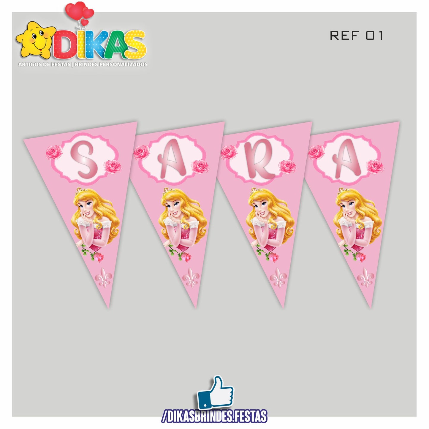 BANDEIROLA PERSONALIZADA - PRINCESA AURORA