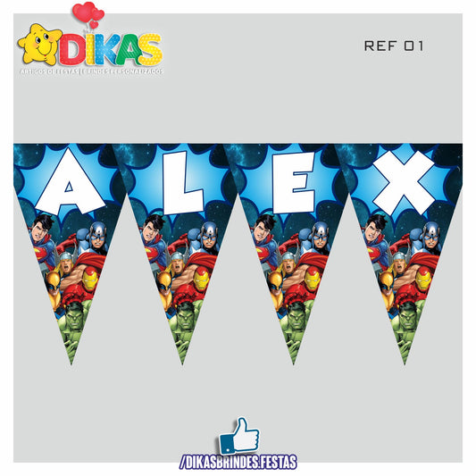 BANDEIROLA PERSONALIZADA - AVENGERS