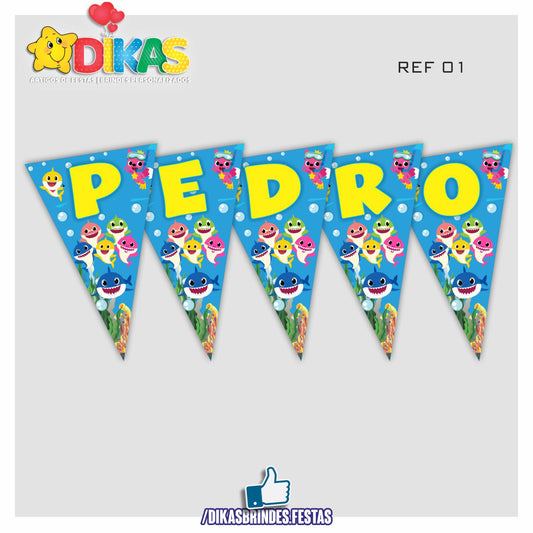 BANDEIROLA PERSONALIZADA - BABY SHARK