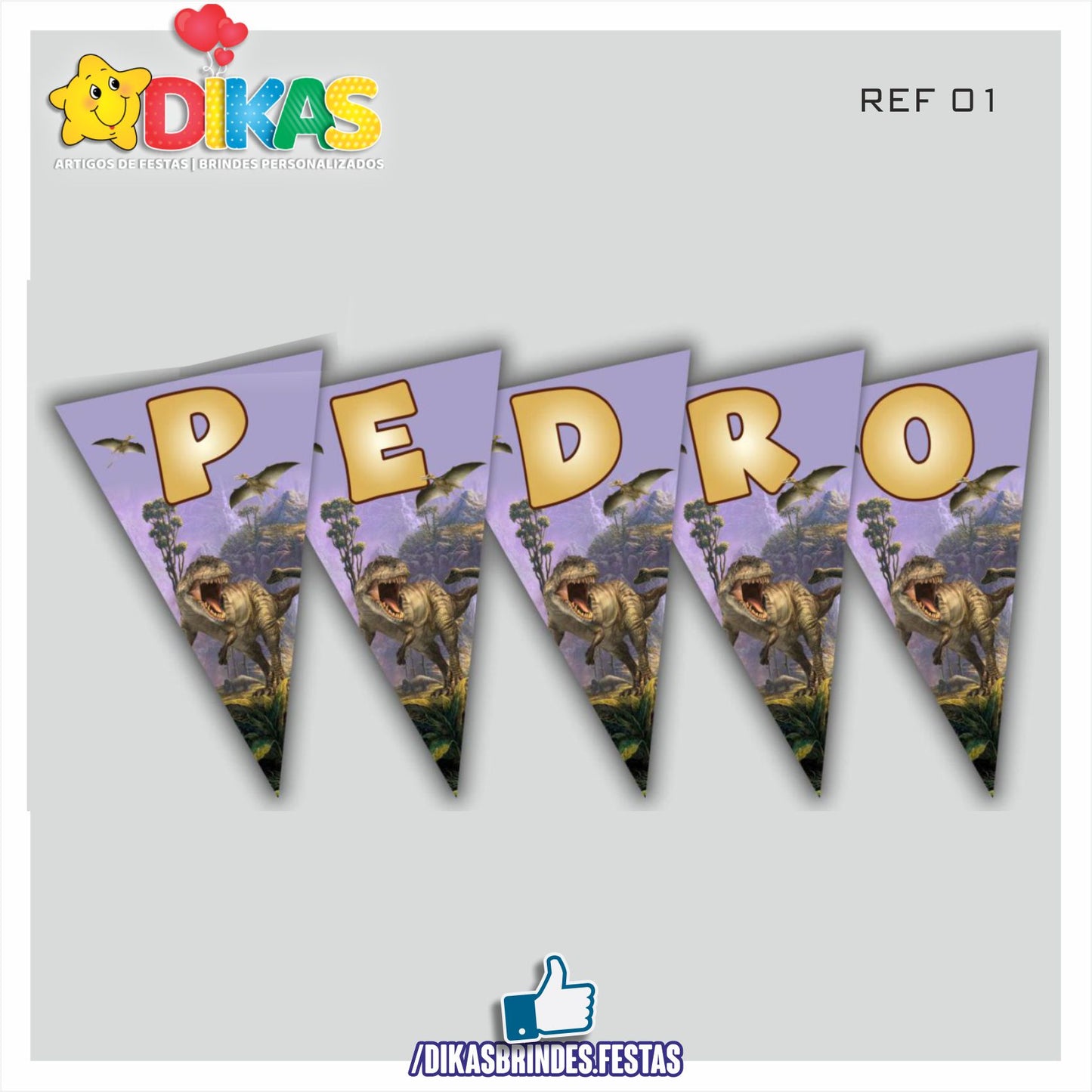 BANDEIROLA PERSONALIZADA - DINOSSAUROS