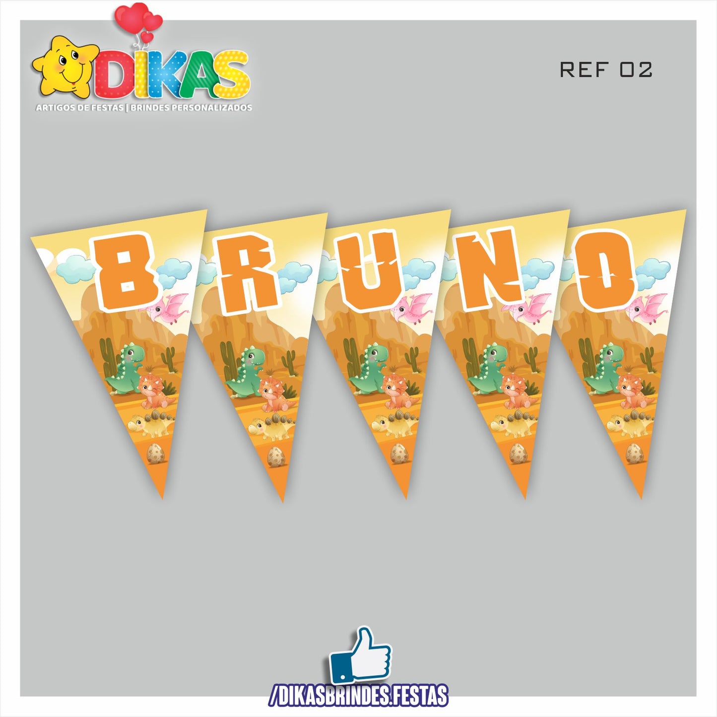 BANDEIROLA PERSONALIZADA - DINOSSAUROS