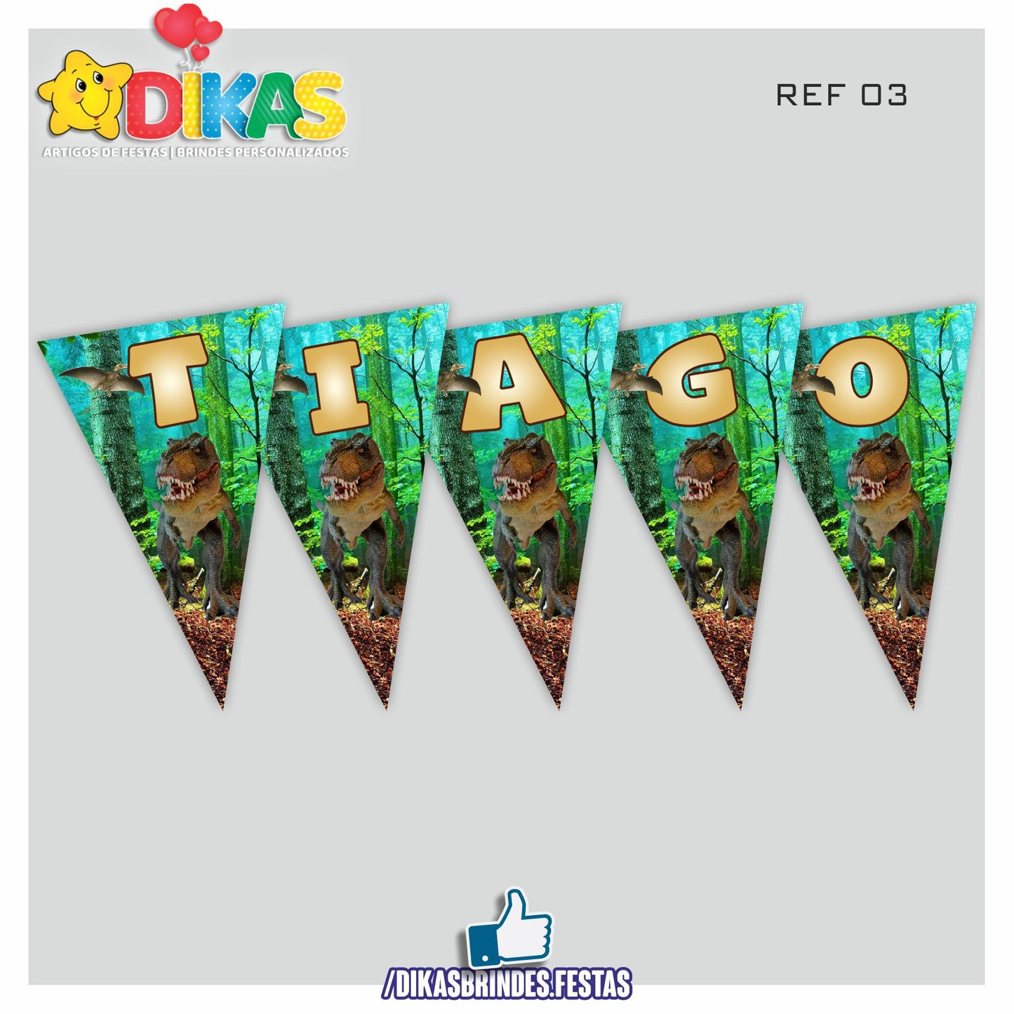 BANDEIROLA PERSONALIZADA - DINOSSAUROS