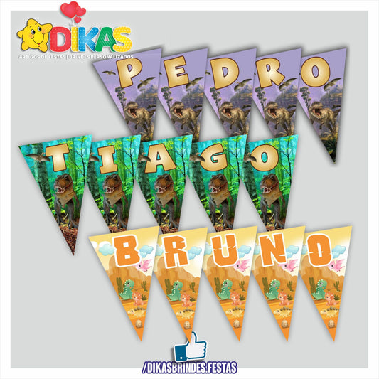 BANDEIROLA PERSONALIZADA - DINOSSAUROS