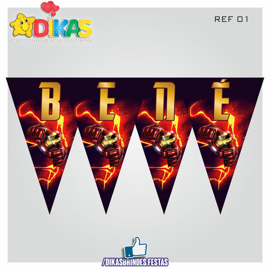 BANDEIROLA PERSONALIZADA - IRON MAN