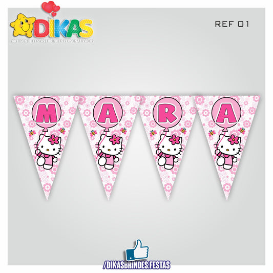 BANDEIROLA PERSONALIZADA - HELLO KITTY