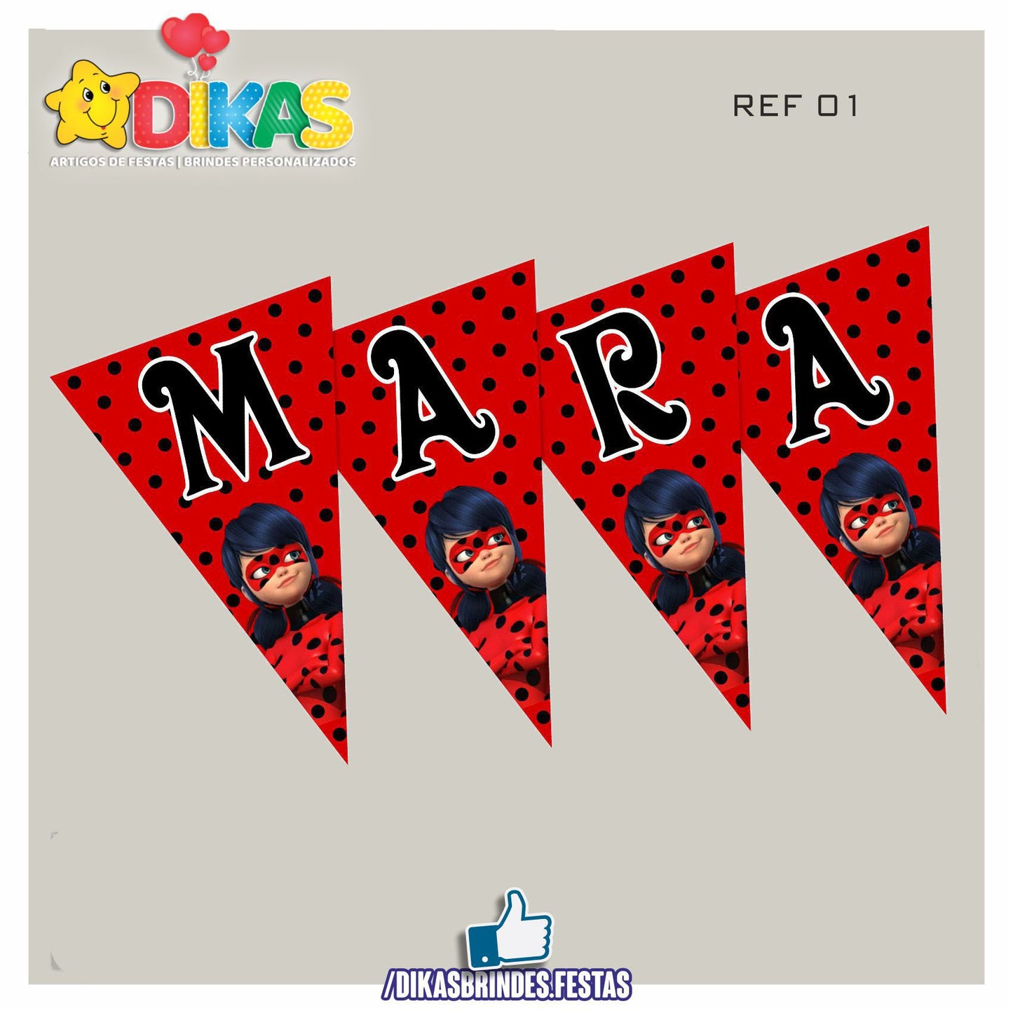 BANDEIROLA PERSONALIZADA - LADYBUG