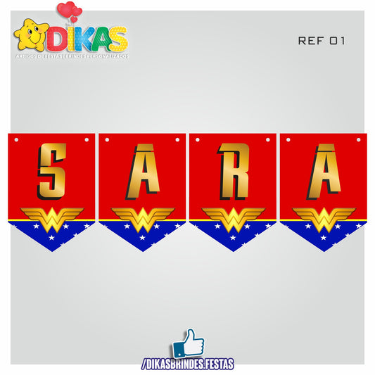 BANDEIROLA PERSONALIZADA - MULHER MARAVILHA