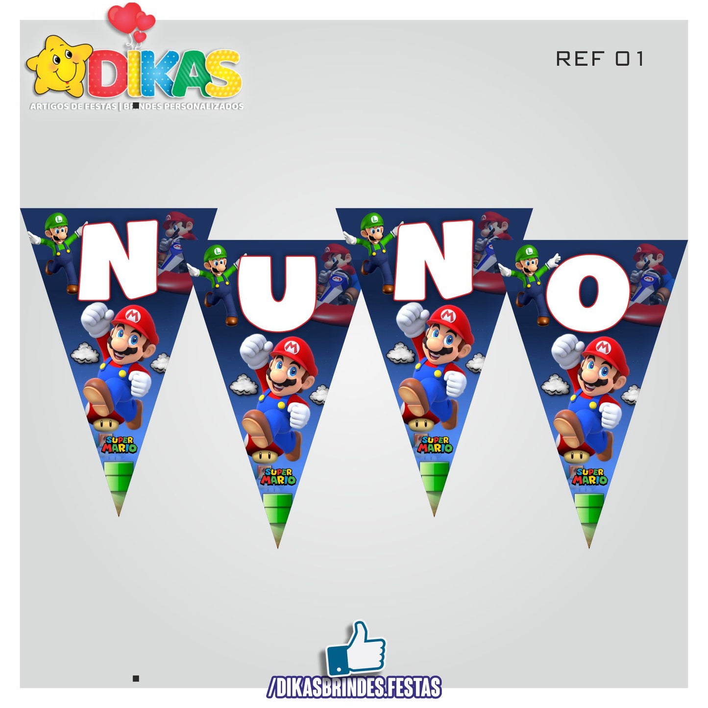 BANDEIROLA PERSONALIZADA - MARIO BROS