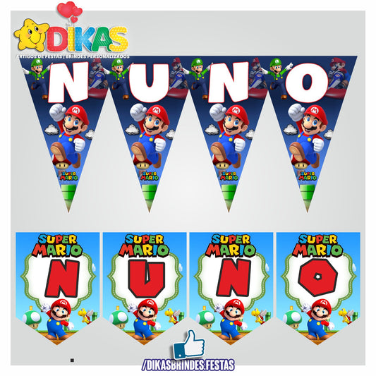 BANDEIROLA PERSONALIZADA - MARIO BROS