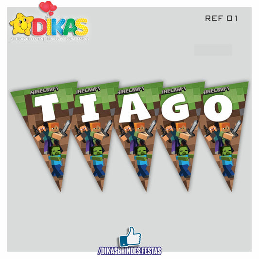BANDEIROLA PERSONALIZADA - MINECRAFT