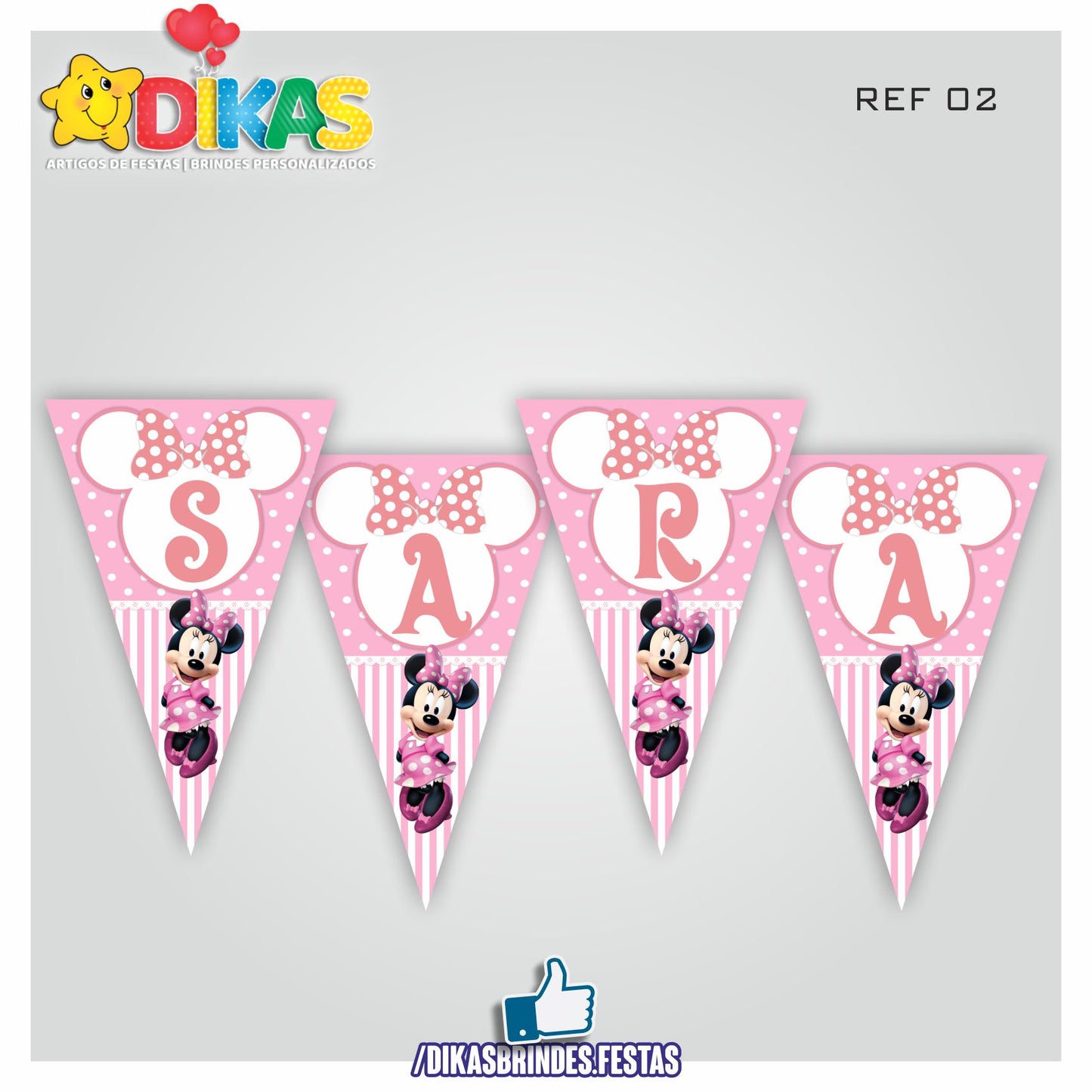 BANDEIROLA PERSONALIZADA - MINNIE ROSA