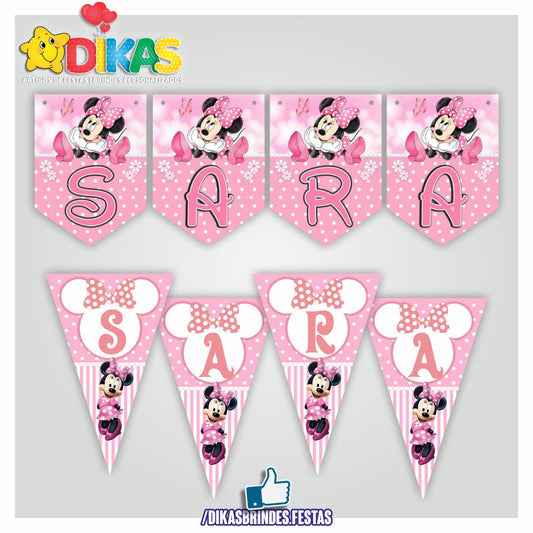 BANDEIROLA PERSONALIZADA - MINNIE ROSA