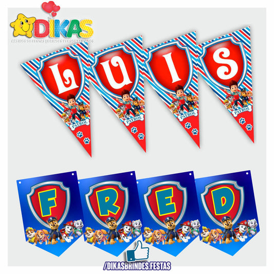 BANDEIROLA PERSONALIZADA - PATRULHA PATA