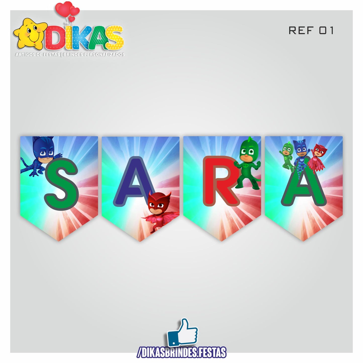 BANDEIROLA PERSONALIZADA - PJMASKS