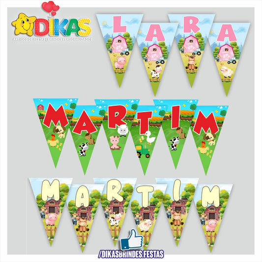 BANDEIROLA PERSONALIZADA - ANIMAIS DA QUINTA