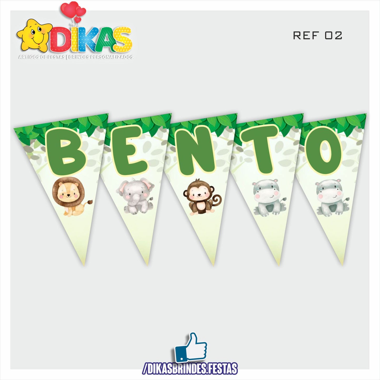 BANDEIROLA PERSONALIZADA - ANIMAIS DA SELVA