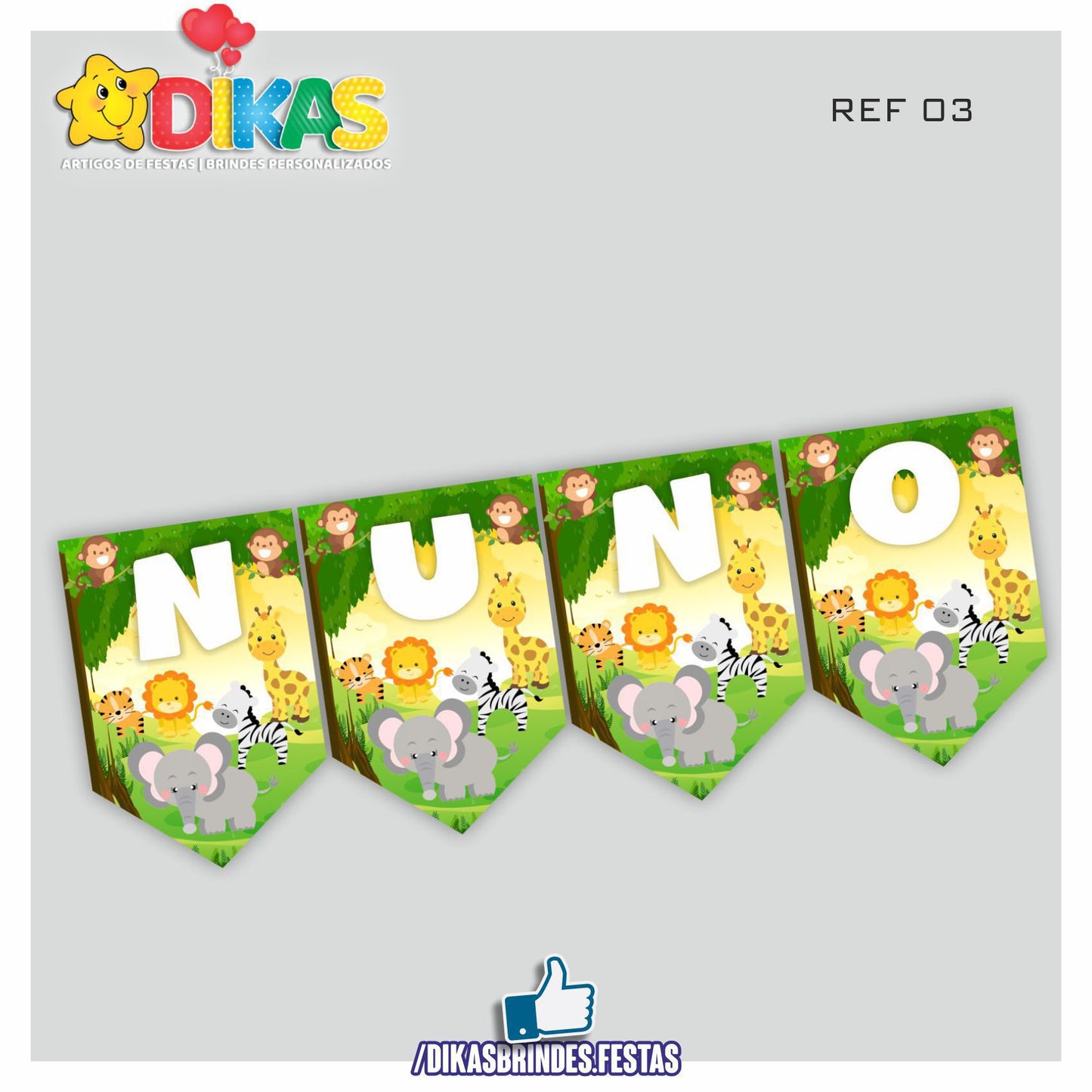 BANDEIROLA PERSONALIZADA - ANIMAIS DA SELVA