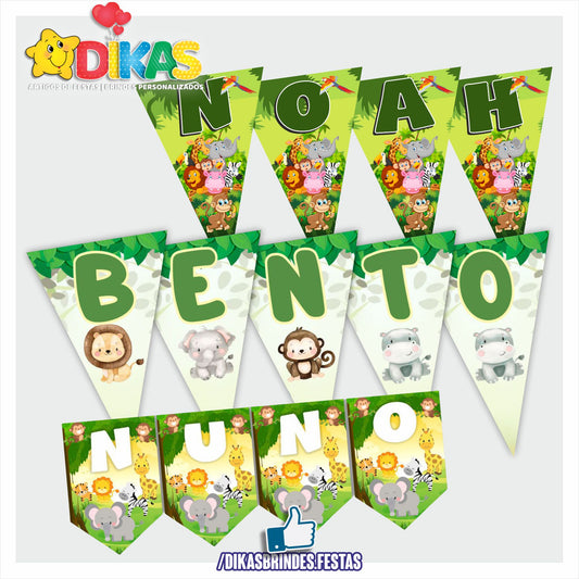 BANDEIROLA PERSONALIZADA - ANIMAIS DA SELVA