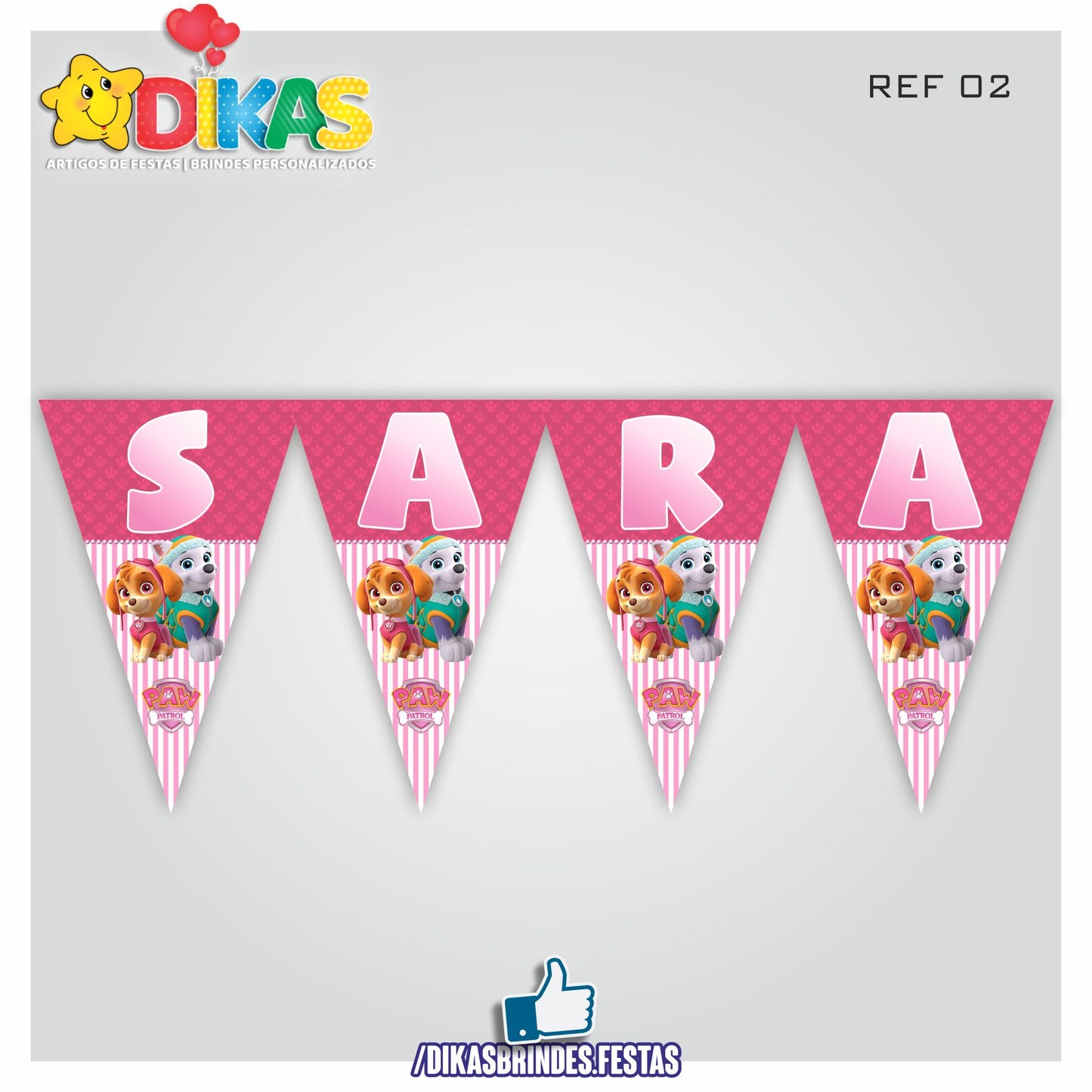 BANDEIROLA PERSONALIZADA - Patrulha Pata Skye