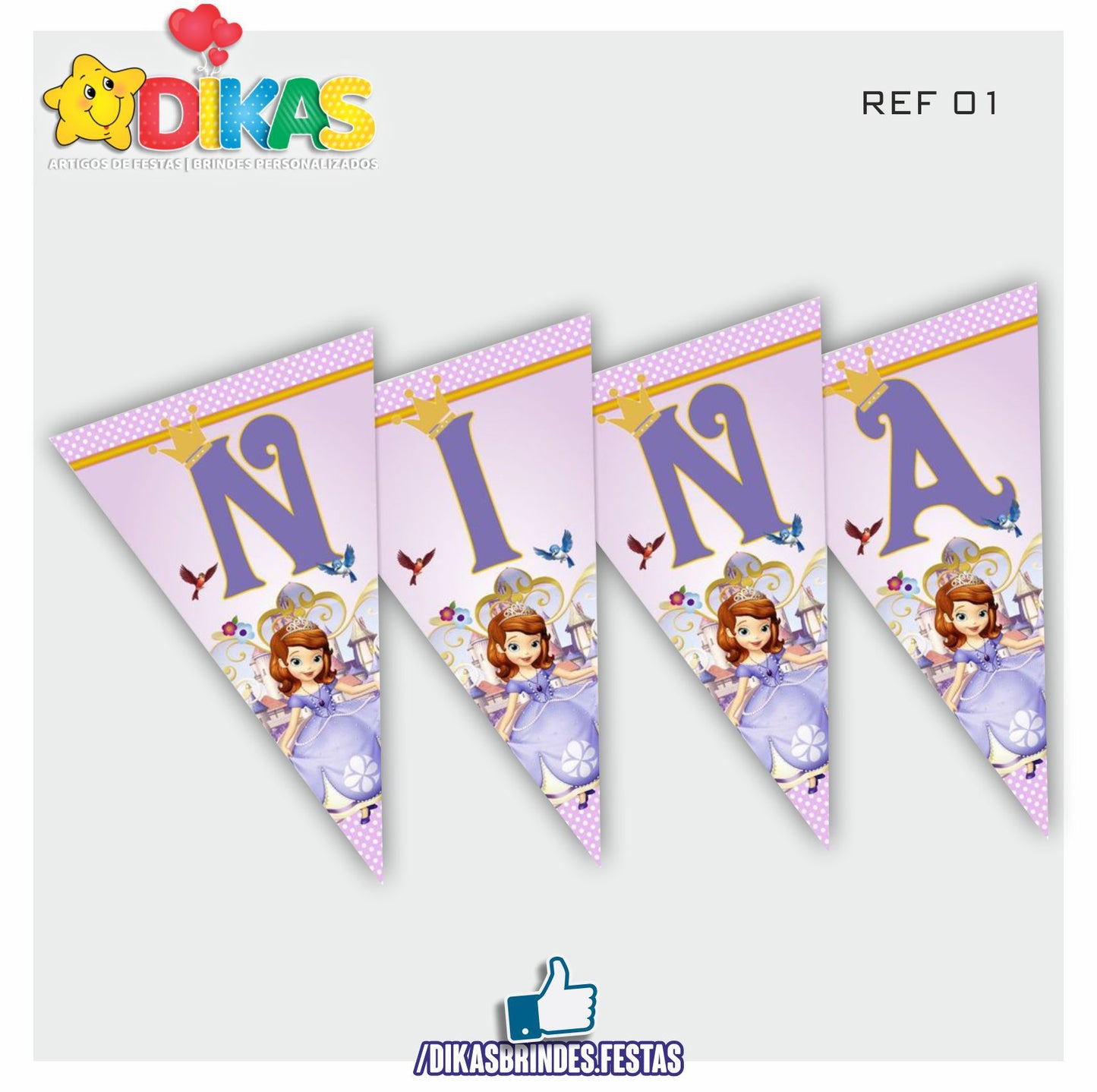 BANDEIROLA PERSONALIZADA - PRINCESA SOFIA