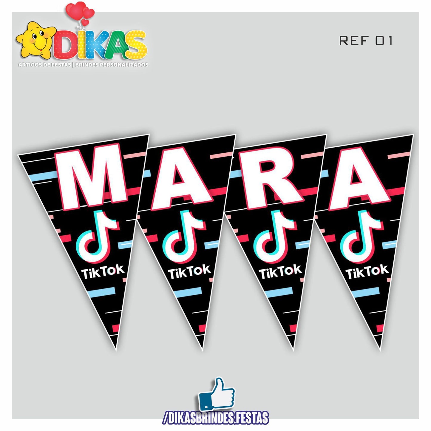 BANDEIROLA PERSONALIZADA - TIK TOK