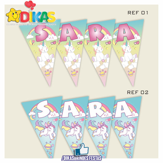BANDEIROLA PERSONALIZADA - UNICÓRNIO
