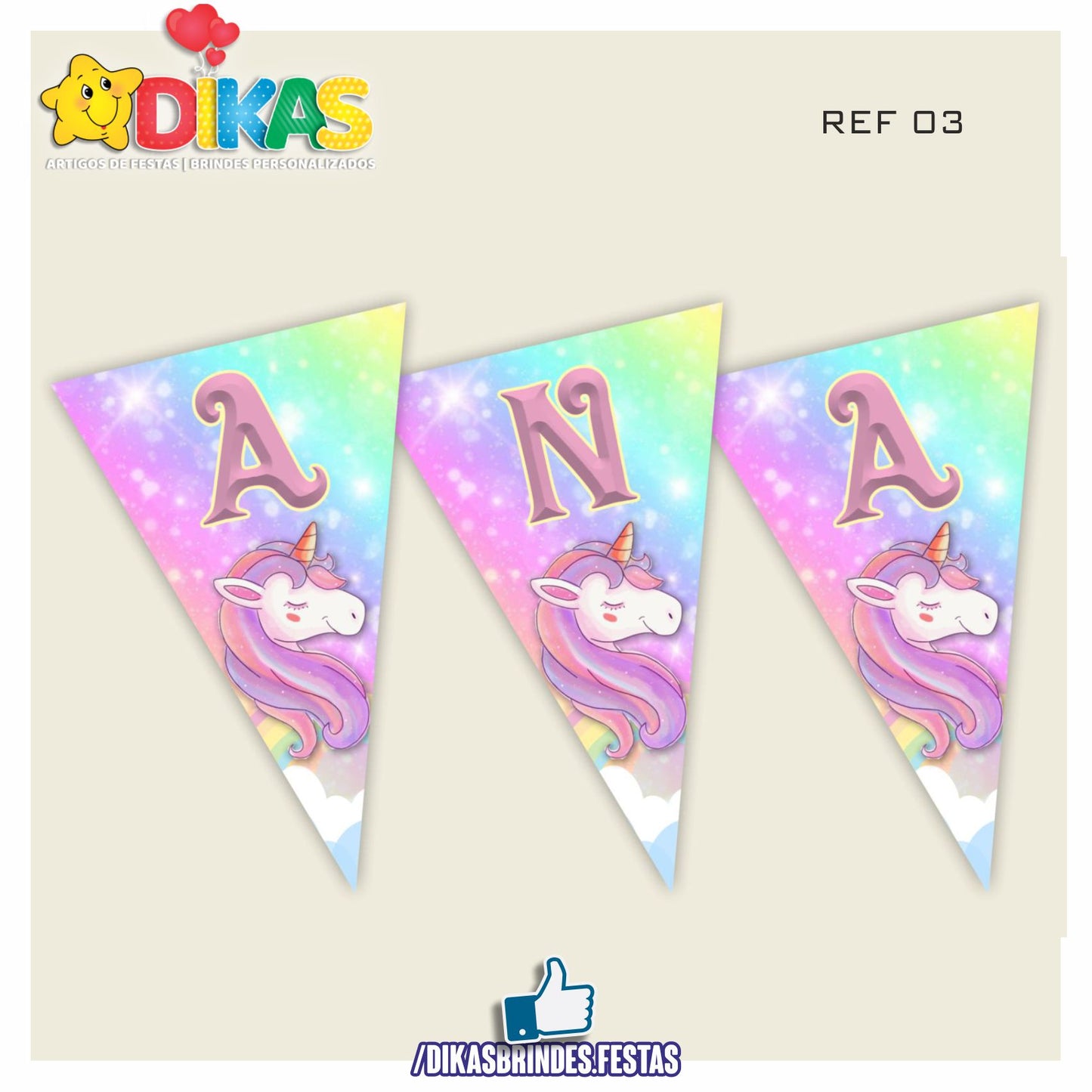 BANDEIROLA PERSONALIZADA - UNICÓRNIO