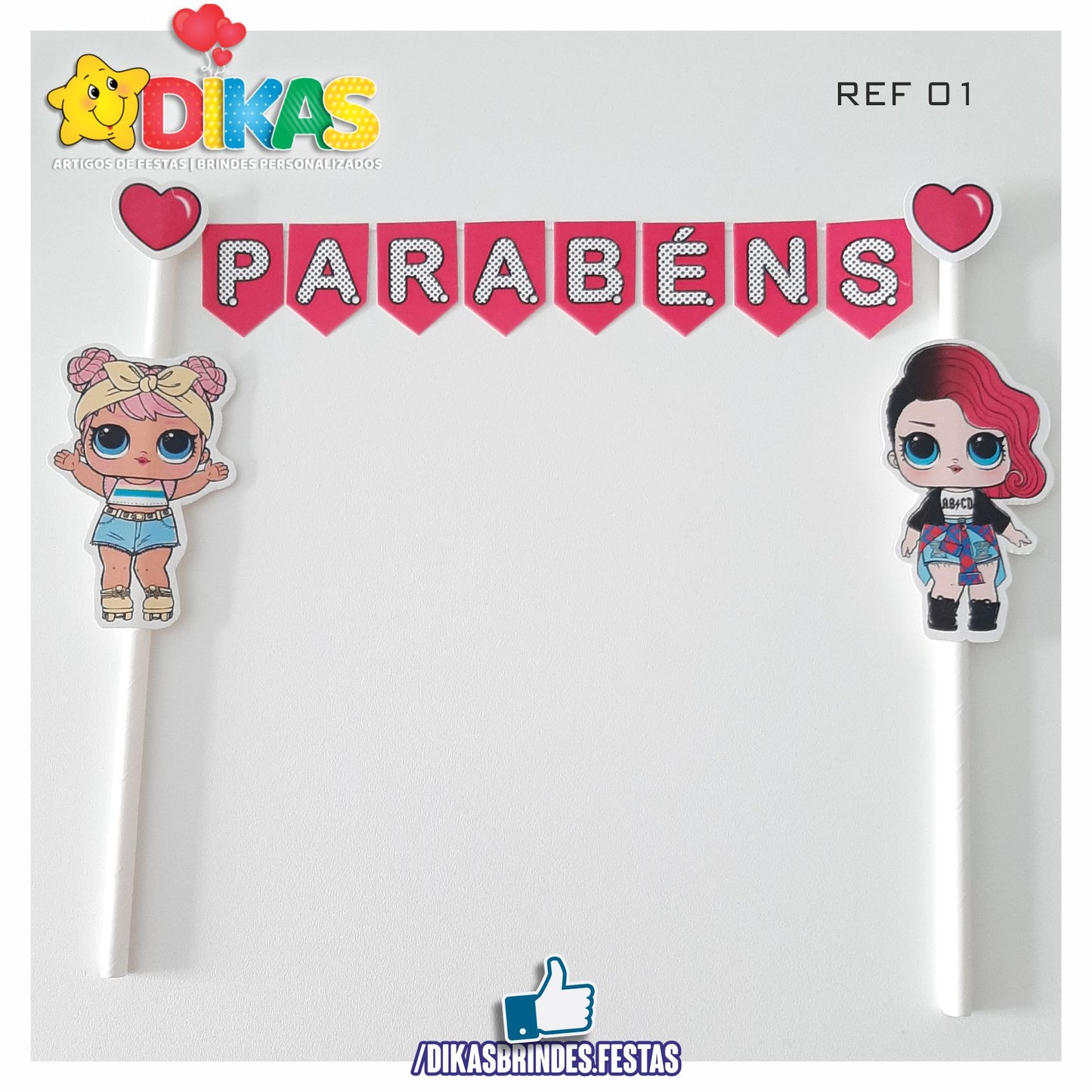 BANDEIRINHA DECORATIVA PARA BOLO - LOL