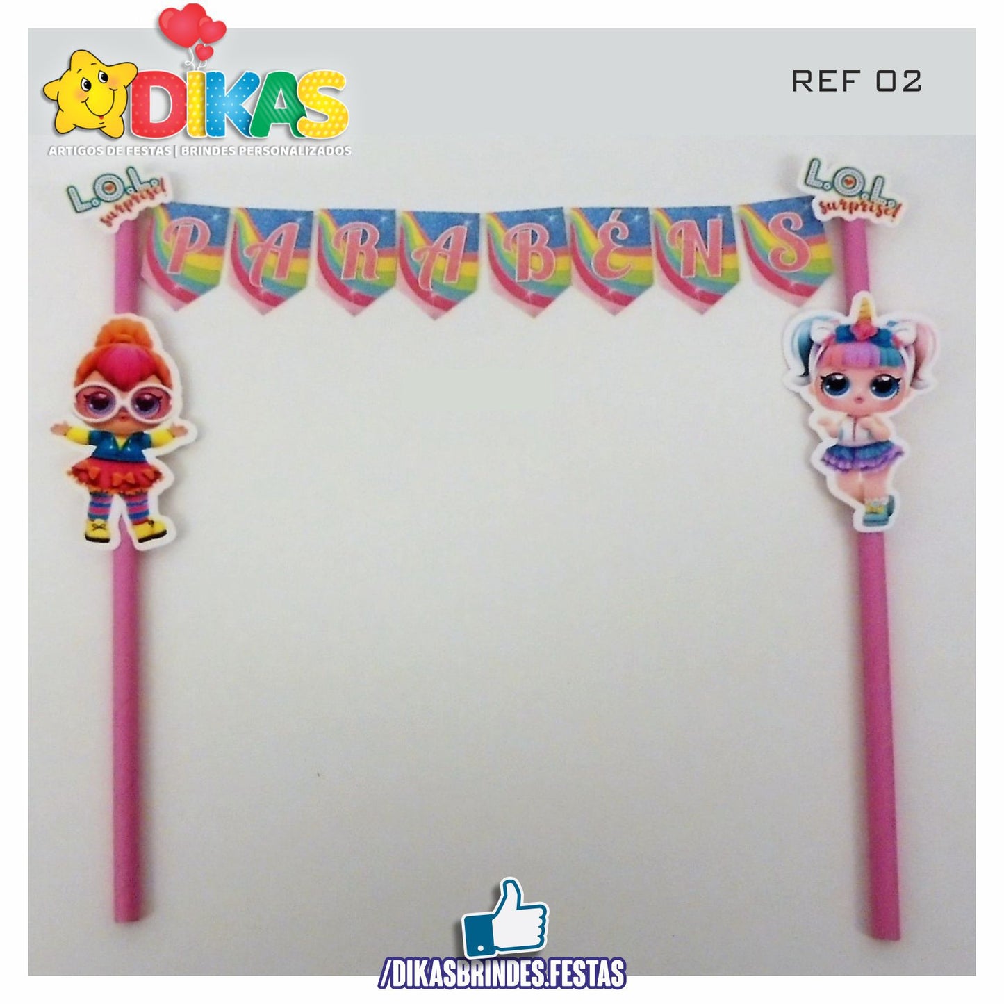 BANDEIRINHA DECORATIVA PARA BOLO - LOL