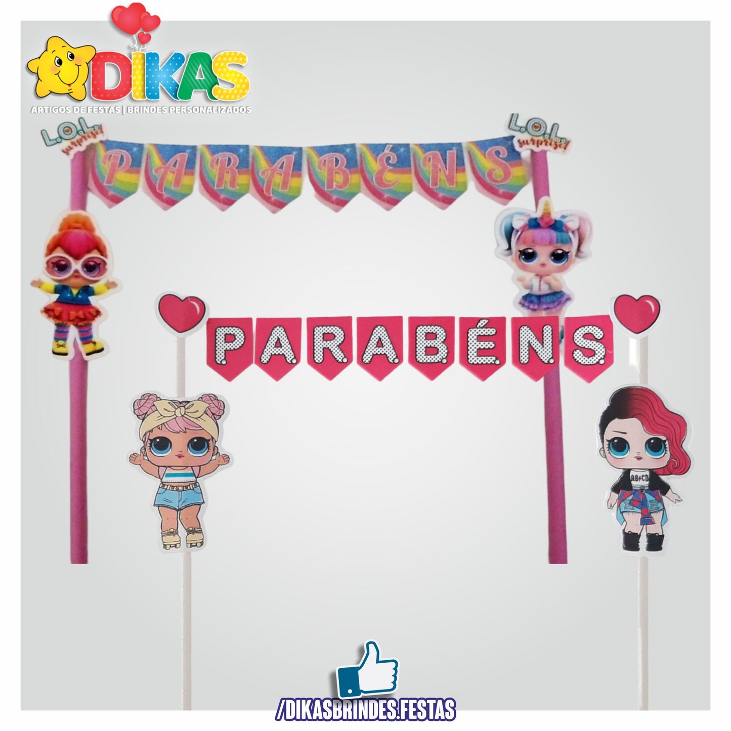 BANDEIRINHA DECORATIVA PARA BOLO - LOL