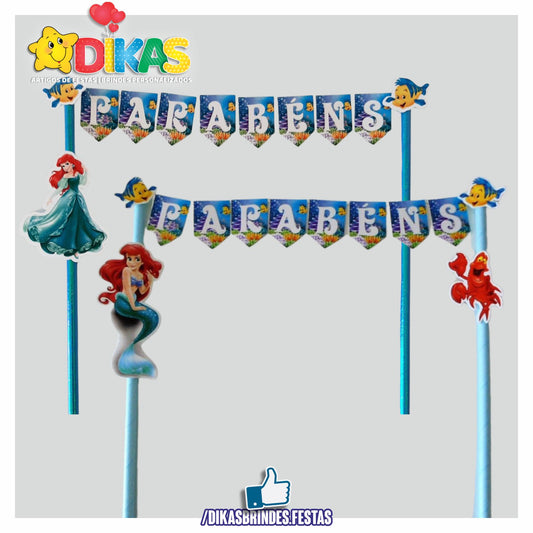BANDEIRINHA DECORATIVA PARA BOLO - PEQUENA SEREIA