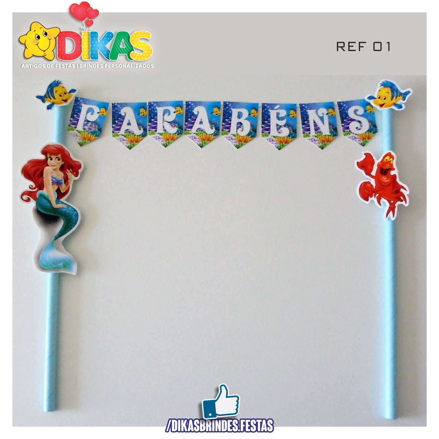 BANDEIRINHA DECORATIVA PARA BOLO - PEQUENA SEREIA