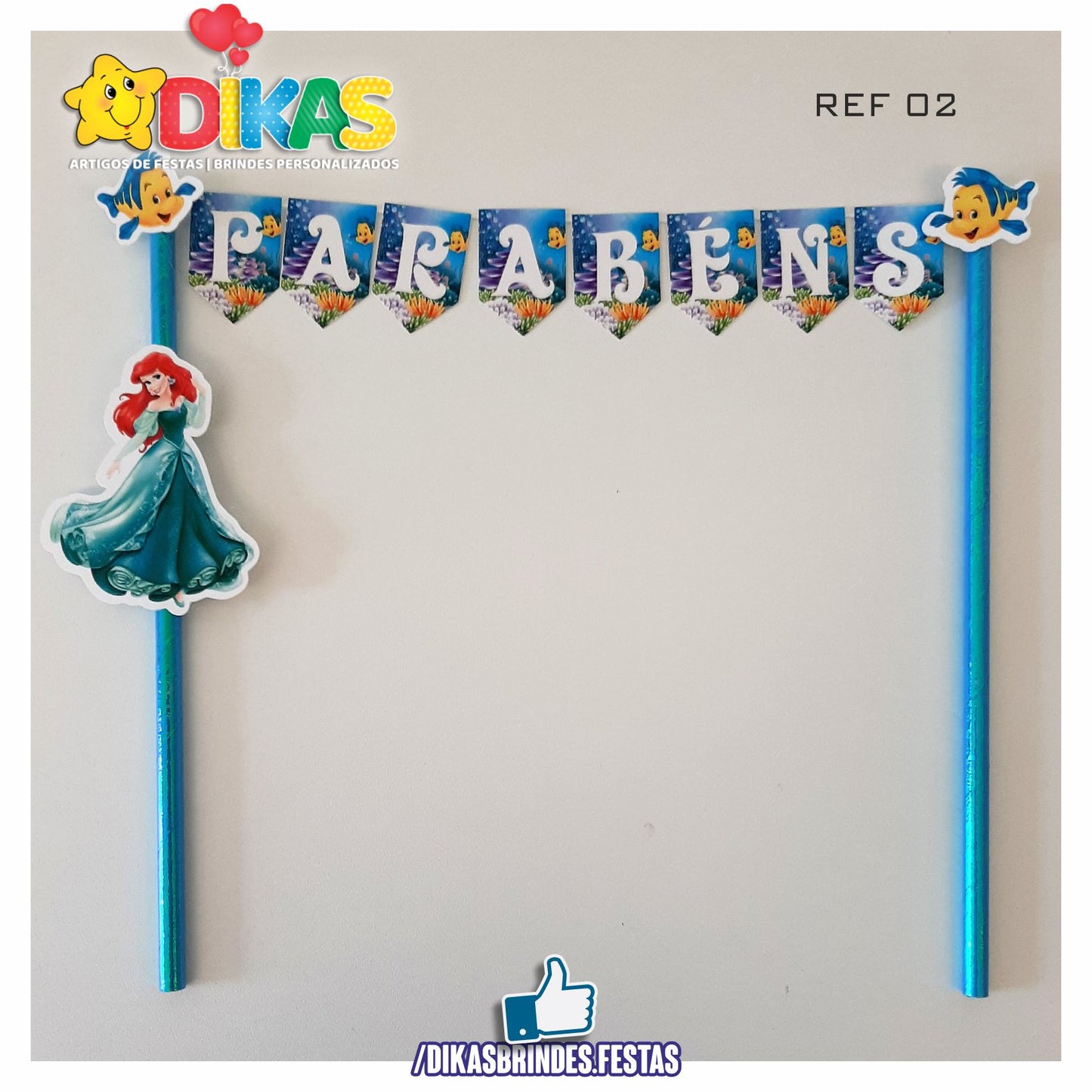 BANDEIRINHA DECORATIVA PARA BOLO - PEQUENA SEREIA
