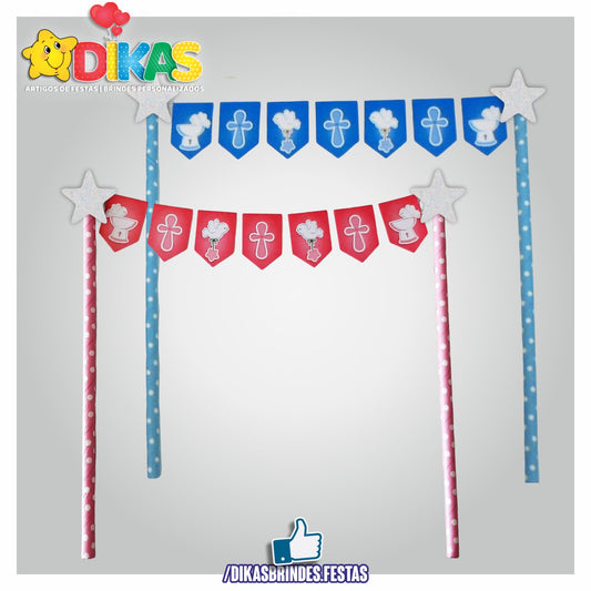 BANDEIRINHA DECORATIVA PARA BOLO - BATIZADO