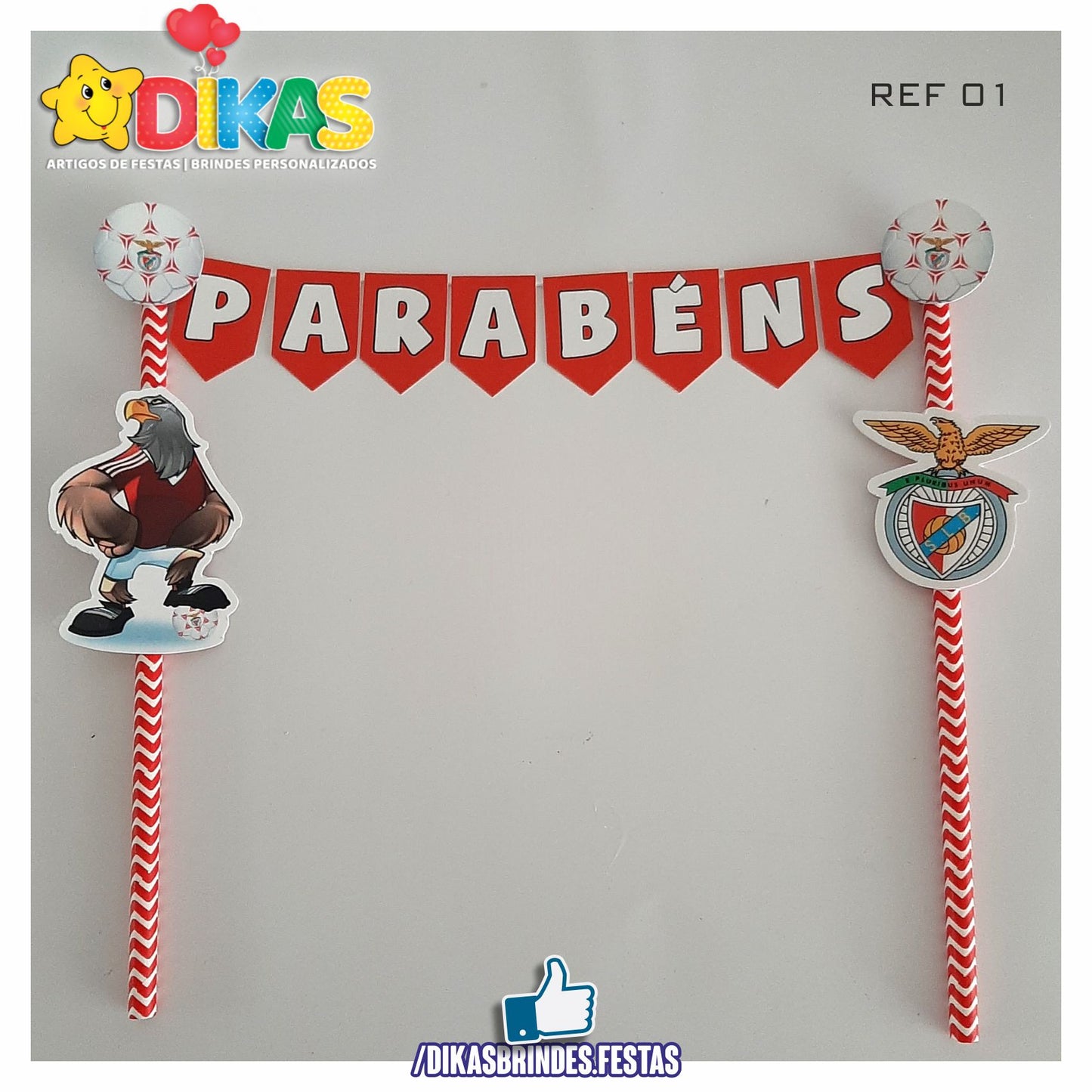 BANDEIRINHA DECORATIVA PARA BOLO - FUTEBOL BENFICA