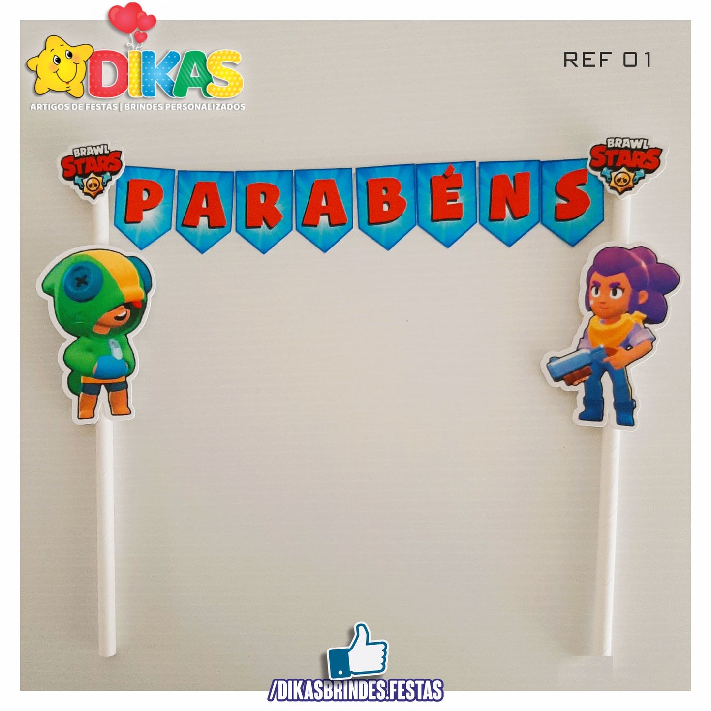 BANDEIRINHA DECORATIVA PARA BOLO - BRAWL STARS