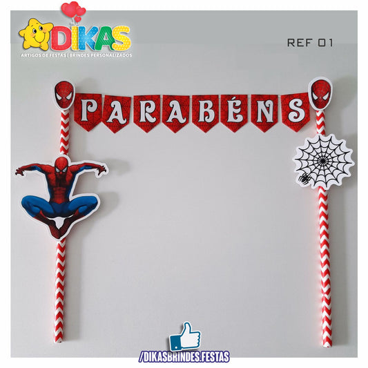 BANDEIRINHA DECORATIVA PARA BOLO - HOMEM ARANHA
