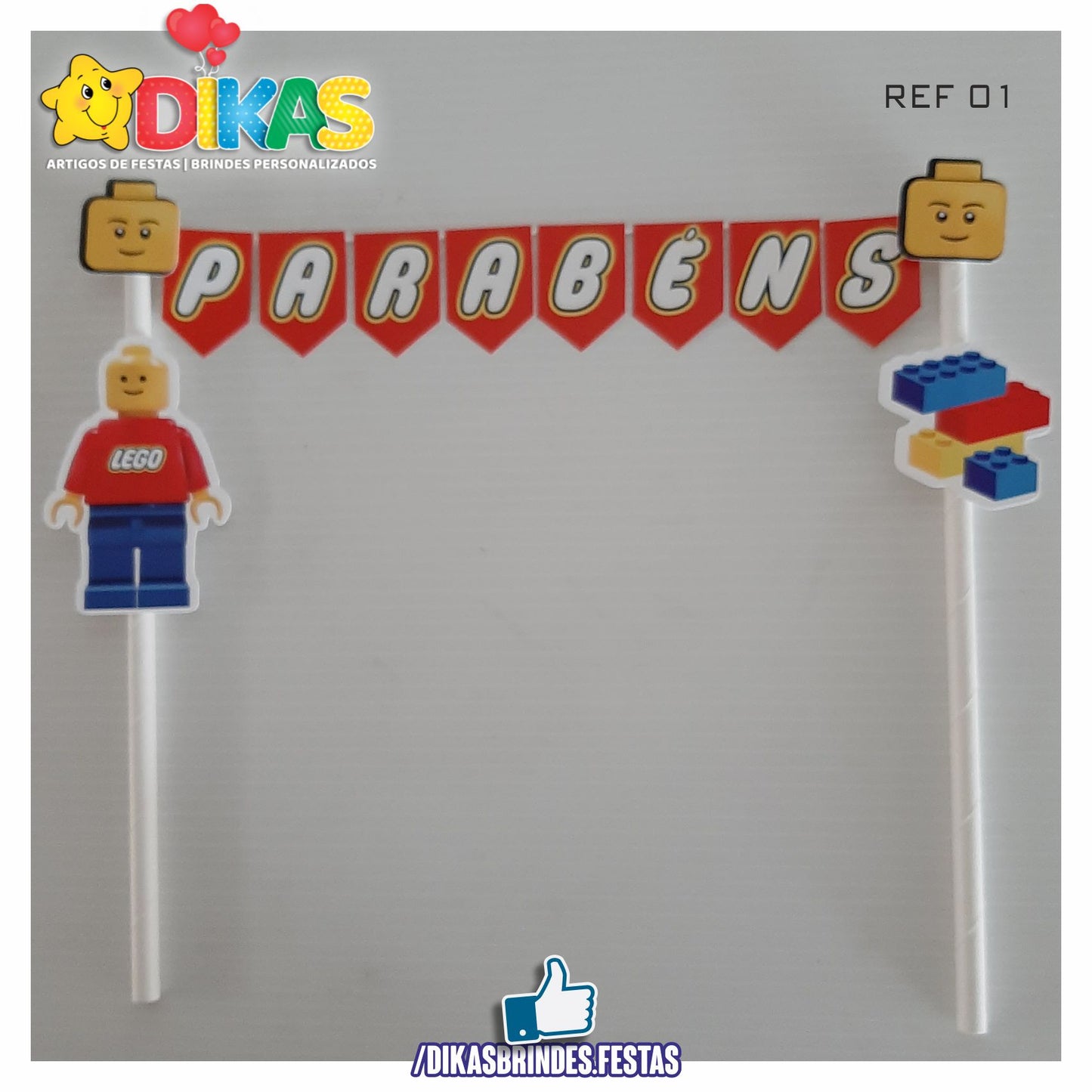 BANDEIRINHA DECORATIVA PARA BOLO - LEGO
