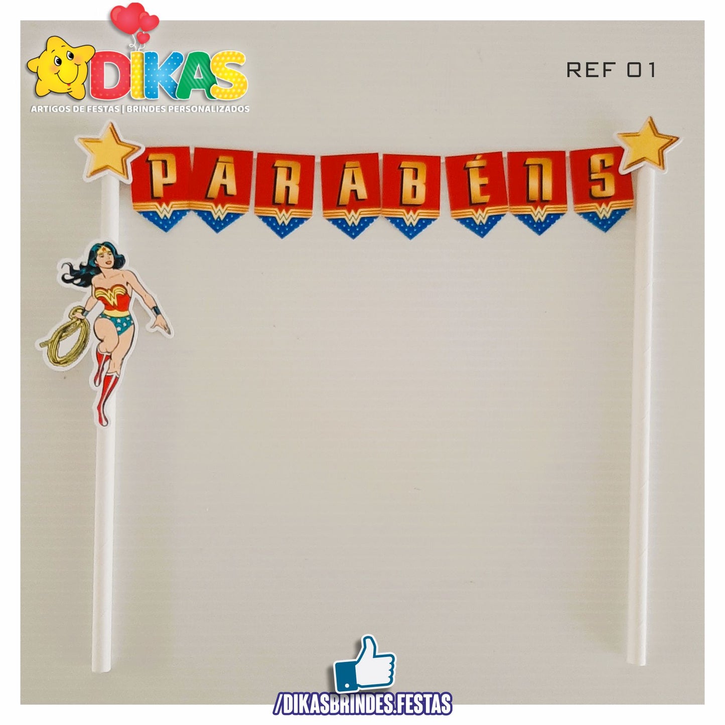 BANDEIRINHA DECORATIVA PARA BOLO - MULHER MARAVILHA