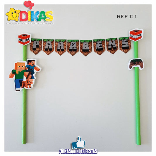 BANDEIRINHA DECORATIVA PARA BOLO - MINECRAFT