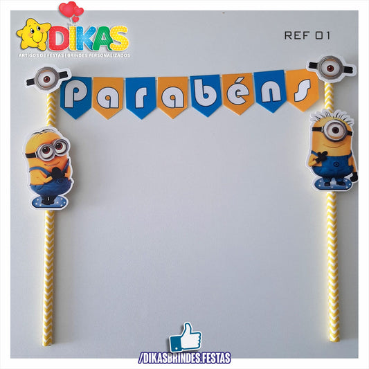 BANDEIRINHA DECORATIVA PARA BOLO - MINIONS