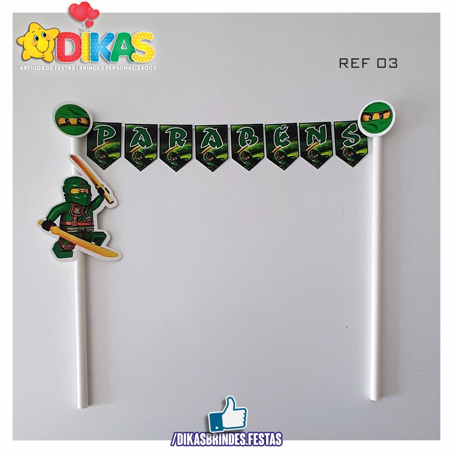 BANDEIRINHA DECORATIVA PARA BOLO - NINJAGO