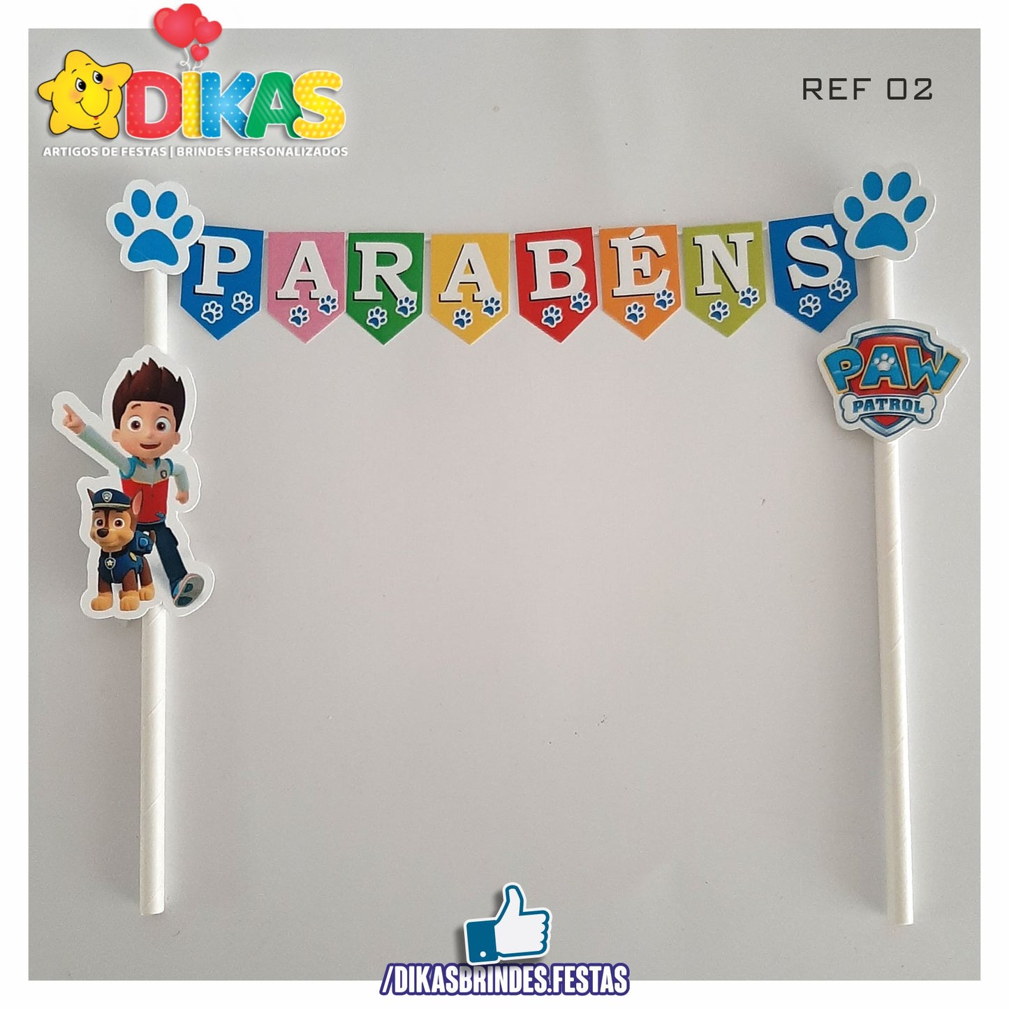 BANDEIRINHA DECORATIVA PARA BOLO - PATRULHA PATA