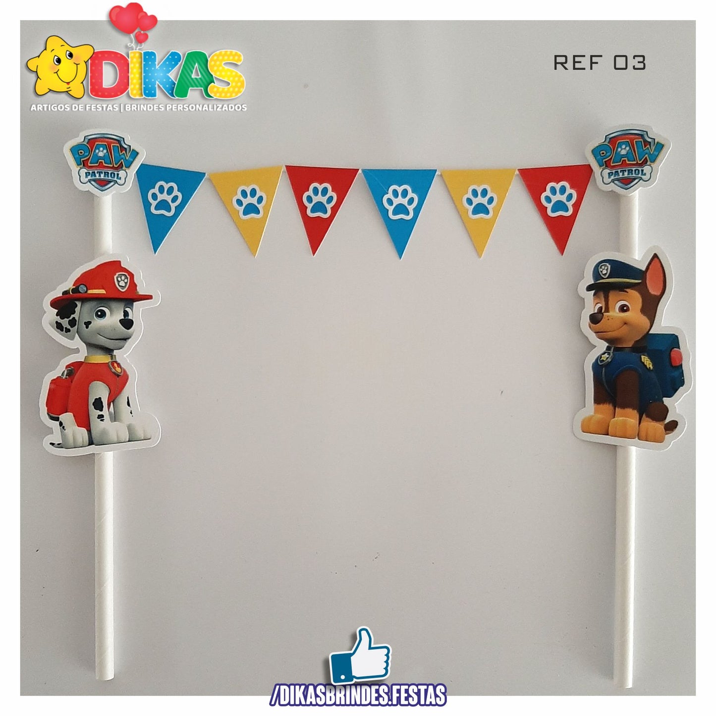 BANDEIRINHA DECORATIVA PARA BOLO - PATRULHA PATA