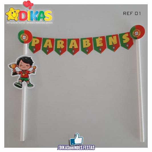 BANDEIRINHA DECORATIVA PARA BOLO - FUTEBOL PORTUGAL