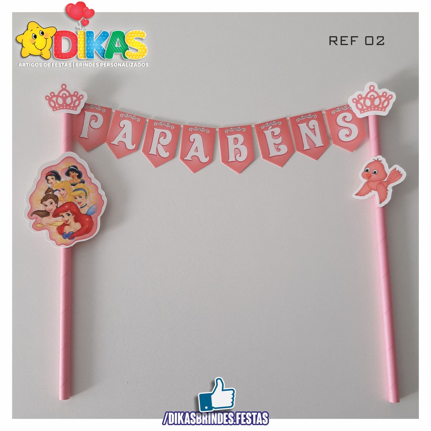 BANDEIRINHA DECORATIVA PARA BOLO - PRINCESAS DISNEY
