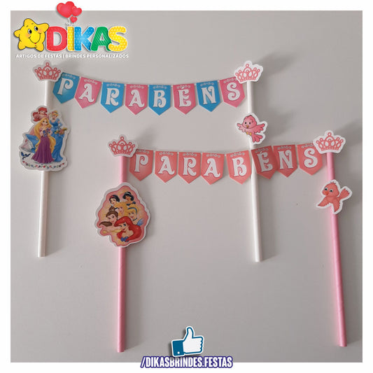 BANDEIRINHA DECORATIVA PARA BOLO - PRINCESAS DISNEY